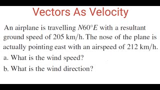 WIND SPEED amp Direction For Given Resultant Ground Velocity amp Airspeed [upl. by Nonnah]