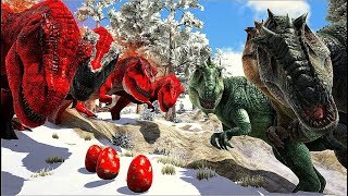 Familia Mega Rex caçando Giganotosaurus Ark Survival Evolved [upl. by Melak577]