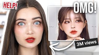 I Tried Following A KOREAN Makeup Tutorial [upl. by Bab]