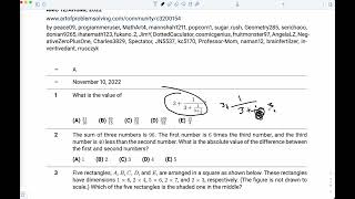 Problem 1 AoPs 2022 AMC 12A [upl. by Enilesoj]