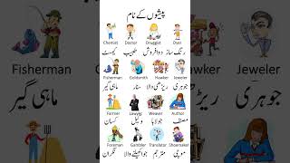 Professions Names in English with Urdu Meanings Image explanation Learn Jobs Vocabulary [upl. by Padriac]