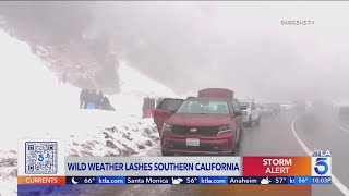 Snow storms and gusty winds hit Southern California [upl. by Mccreery353]