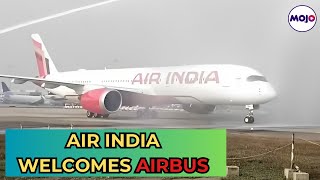 Air Indias Fleet Revolution  Amid Fanfare amp Water Jets Airbus A350 Lands In Delhi [upl. by Pheni]