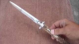 SKM Renzo Beltrame 13quot Italian European Stag Horn Switchblade Bayonet [upl. by Carolee]