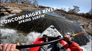 Uncompahgre River Montrose WW Park  Spring Surfin [upl. by Yanffit]