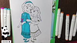 Elsa amp Anna Coloring  Elsa and anna fan page  frozen elsa anna bestsis [upl. by Everara]