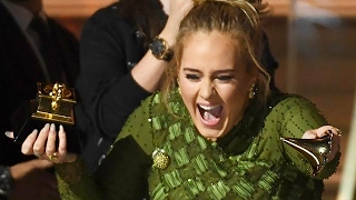 Adele Breaks Grammy In Half For Beyonce  Video [upl. by Anthiathia364]