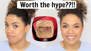 LOreal Fresh Wear Powder Foundation Review  Wear Test Tiktok Viral Makeup [upl. by Ynohtnaed]