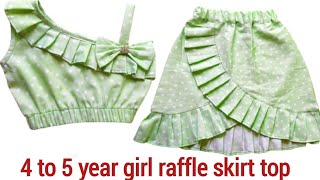 4 to 5 year girl raffle skirt top cutting and stitching  raffle skirt top banane ka aasan tarika [upl. by Siari486]