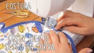 como coser un sesgo o bies en partes curvas sewing school benningers [upl. by Shannah]