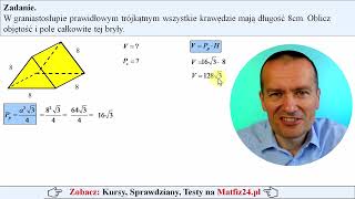 Przewrócony graniastosłup prawidłowy trójkątny  objętość i pole  MatFiz24pl 👈 [upl. by Einattirb]