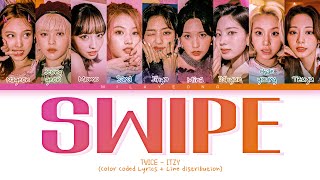 How would TWICE sing ‘SWIPE’ ITZY  Color Coded Lyrics  Line distribution [upl. by Lesab309]