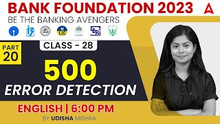 Important 500 Error Detection Part 20  THE BANKING AVENGERS Bank Exams 2023  By Udisha Mishra [upl. by Ynna]