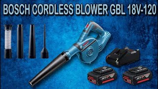 Bosch Cordless Blower GBL18V120 with Starter Kit 18V Unboxing and Review with Full detail Hindi [upl. by Marthena868]