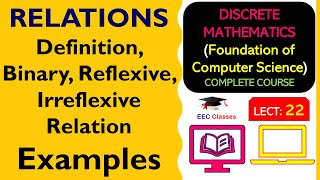 L22 RELATIONS Definition Binary Reflexive Irreflexive Relation  Example  Discrete Maths Hindi [upl. by Nnylrac]