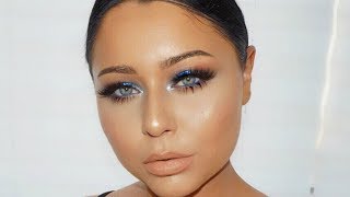 GLAM Navy Blue Smokey Eye Makeup Tutorial [upl. by Stafford]