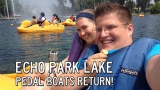 Pedal Boats RETURN to ECHO PARK Boaters get soaked in the fountains [upl. by Silvers]