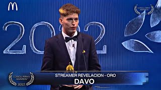 Davo Gana Premio de Streamer Revelación  Coscu Army Awards 2022 [upl. by Neehar]