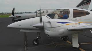 Diamond DA42 Twin Star diesel engine startup and quiet takeoff [upl. by Isaacs380]