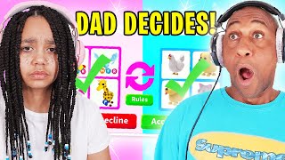 My DAD DECIDES WHAT I TRADE In Adopt Me FOR 24 HOURS Roblox [upl. by Marelya]