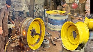 How Heavy Equipment Machine Wheel Rim Convert to Make Harvester Machine Wheel Rim in Factory [upl. by Ripleigh462]