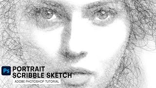 create portrait scribble sketch  adobe photoshop tutorial [upl. by Obadias]