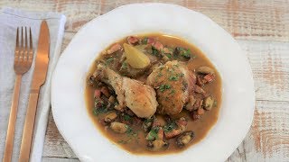 French Bacon and Mushroom Casserole  poulet cocotte grand mere [upl. by Yralih]