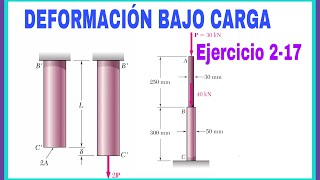 Resistencia de Materiales Deformacion bajo carga axial ejercicio 217 Beer ans Johnston [upl. by Analim]