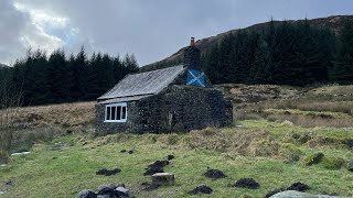 A Winter Overnighter with my dog in a Scottish Bothy Forest of Galloway No Talking [upl. by Giark148]