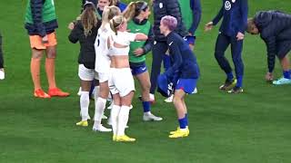 England Lionesses vs USWNT Megan Rapinoe Makes a Beeline for Beth Mead to Swap Shirts [upl. by Anairam672]