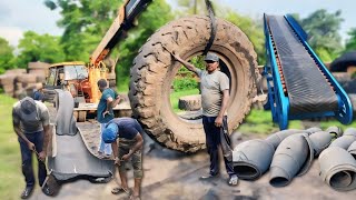 Incredible Making Process of Conveyor Belt from Used Tyres  Work Process [upl. by Wagner]