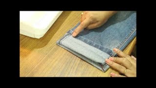 Hem Your Jeans Without Cutting Original Hem  Easiest DIY [upl. by Suiradal]