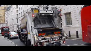 City of Westminster Veolia Mercedes olympus econic emptying recycling 3 1100L bins [upl. by Bolen]