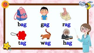 Word Family ag  Word Families  ag Phonics CVC Words for Kindergarten  AG words for kids [upl. by Arman]