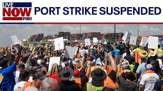 BREAKING Port strike suspended ILA agrees to 62 wage hike  LiveNOW from FOX [upl. by Los]