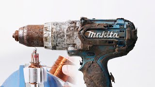 Revive the Makita 454 electric drill rewind the motor and repair multiple faults [upl. by Adnouqal307]