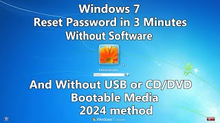 2024 How to Reset Windows 7 Password without any Software or Bootable USBCDDVD media [upl. by Beka]