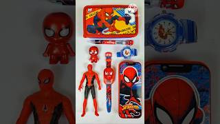 cute spiderman collection  light music watch pencil box sharpner lunch box stationery school [upl. by Birkner]