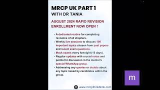 MRCP UK Part1 Rapid Revision with Dr Tania Introduction [upl. by Sirc]