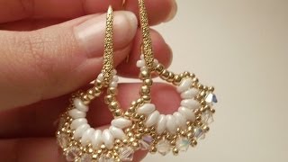 TUTORIAL orecchini Vintage Fan con Superduo e Swarovski  Superduo earrings TUTORIAL [upl. by Niran438]