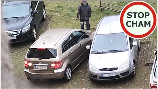 Mistrzyni kierownicy próbuje wyjechać z miejsca parkingowego w Szczecinie 1373 Wasze Filmy [upl. by Benita]