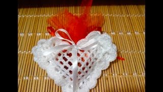 Tuto bonbonnière coeur au crochet spécial gaucher [upl. by Pillihpnhoj896]