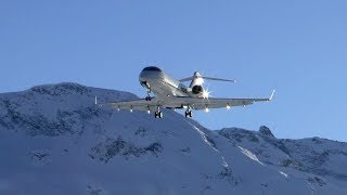 Planespotting in the Swiss Alps  Samedan Airport Winter 2018 Edition [upl. by Cherice]