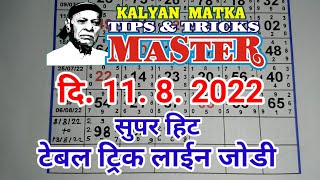 KALYAN MATKA TIPS AND TRICKS MASTER TODAY 1182022 TABLE TRICK LINE JODI [upl. by Atal]