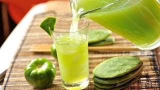 Agua de nopal  Recetas de aguas frescas  Prickley pear drink [upl. by Yrekcaz58]