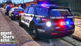 Playing GTA 5 As A POLICE OFFICER City Patrol HPD GTA 5 Lspdfr Mod 4K [upl. by Eissirc]