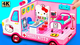 How To Make Hello Kitty Ambulance Hospital DIY Doctor Set Medical Kit from Polymer Clay Cardboard [upl. by Asiulairam]