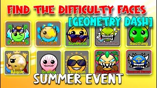 Find the Difficulty Faces Geometry Dash  Summer Event  ALL Difficulties ROBLOX [upl. by Aim478]