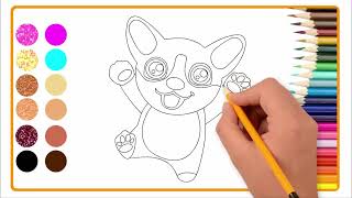 APPRENDRE À DESSINER un chien colorier peindre vidéo éducative et Planète coloriage [upl. by Anotyal842]