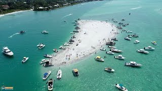 Big Pass Sandbar Party by Drone  Siesta Key Sarasota Florida 4K  Dolphins  Boats [upl. by Eugenie224]